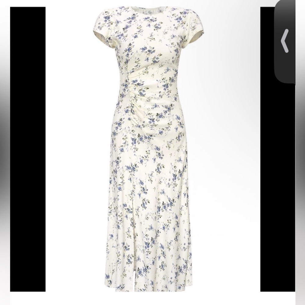 SOLD Anthropologie Cream and Blue Floral Maxi Dress